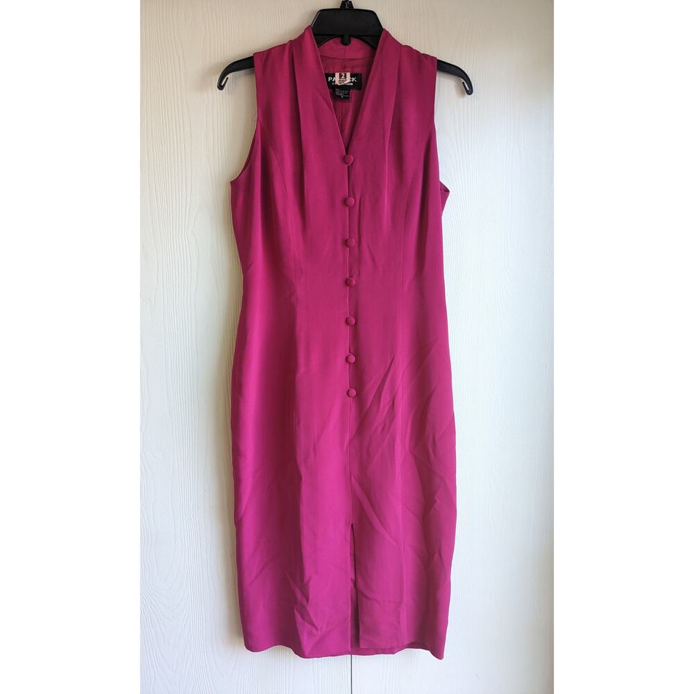 Patrick Collection Women's Sleeveless V-neck Purple Silk Midi Dress Size 4